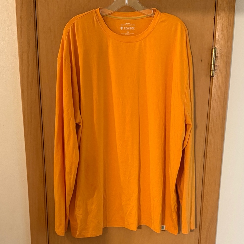 Coolibar Men's Morada Everyday Long Sleeve Tee UPF 50 Orange Size XXL